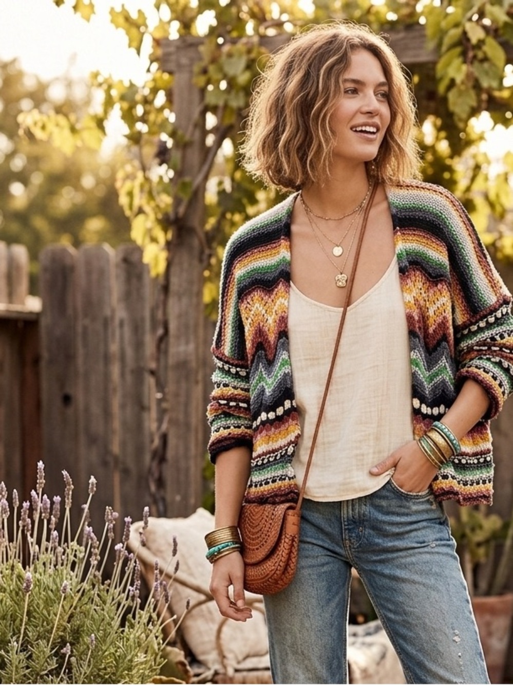 Free People Feeling Nostalgic Striped Cardigan Jubilee Combo Boho Crochet Knit
